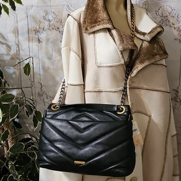 Rebecca Minkoff NWT 2 Faced Edie Black Maxi Quilted Chain Crossbody/Shoulder Bag - Picture 3 of 16